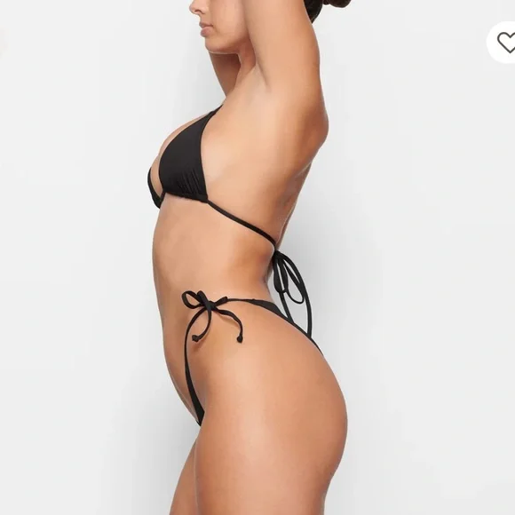 SKIMS Swim Dippy Tie Bottoms - Color Onyx - Size S - Picture 4 of 6